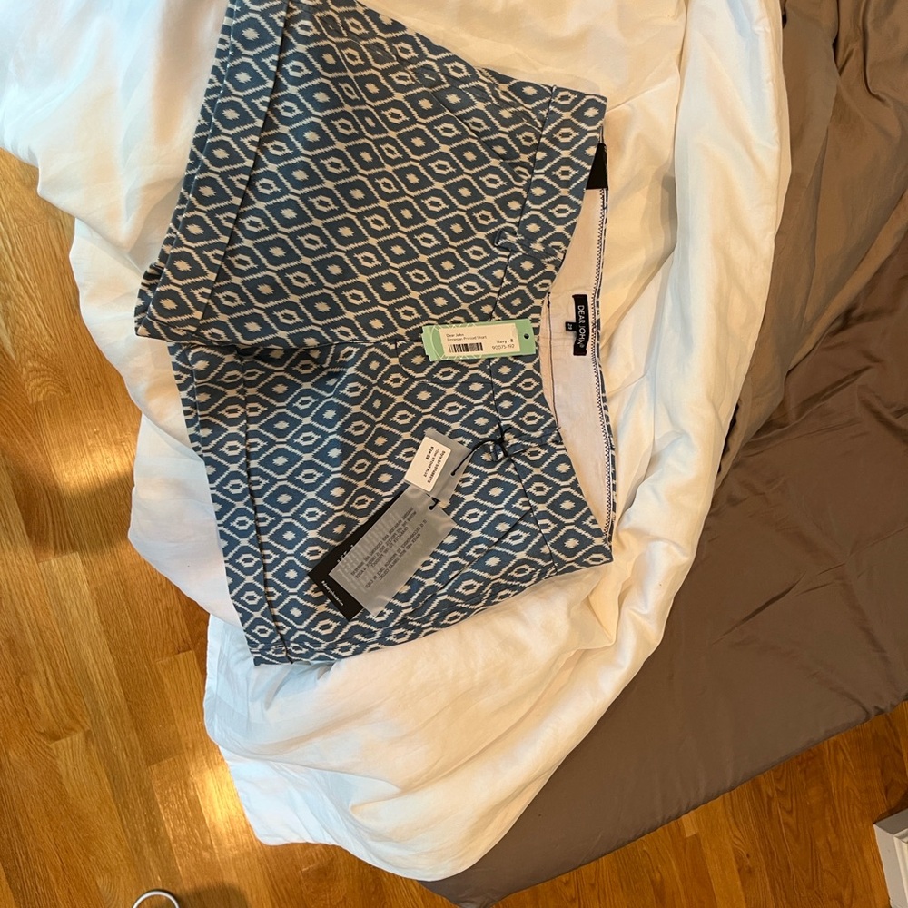 Dear John Navy and White Diamond Pattern Shorts